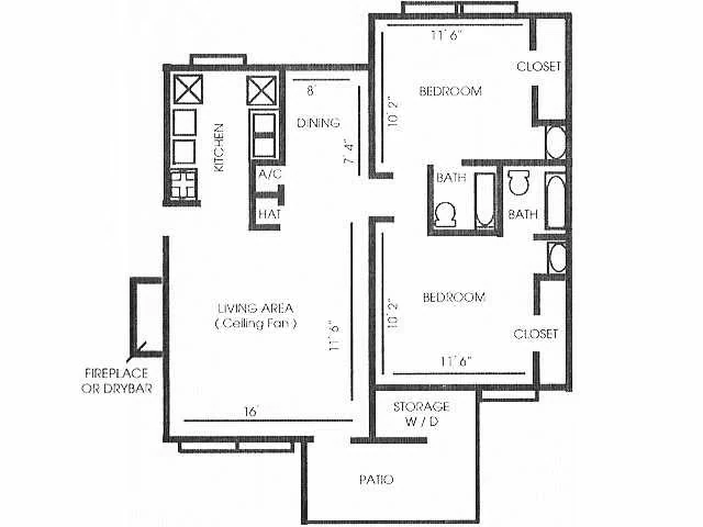 2 Bed 2 Bath 0807 floor plan